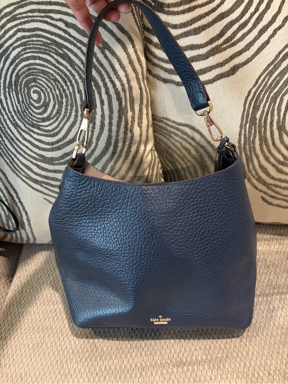 kate spade Navy Pebbled Leather Shoulder Hobo
